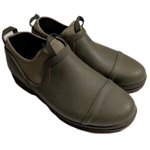 L.L.Bean Wellie Slip On Waterproof Boots Women's 10 Olive Green Rain Shoes
